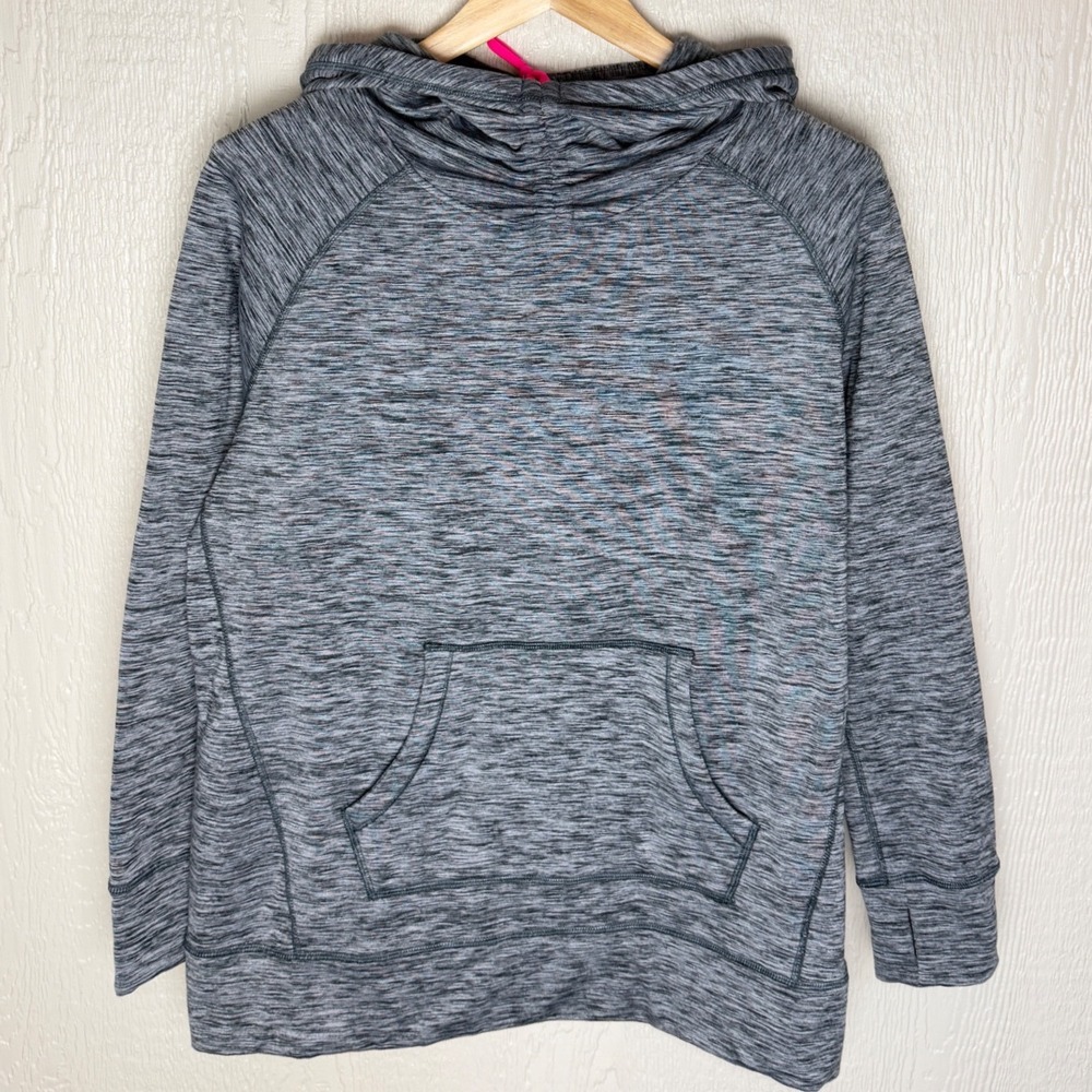 Marc New York Performance Womens XL Space Dye Hoodie Gray Funnel Neck Thumbholes